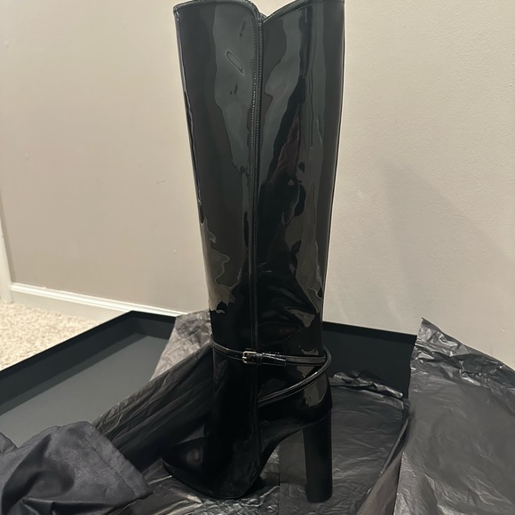 SAINT LAURENT Vernice Grupy Patent Leather High Knee Boots-Italy Size 38 - Picture 15 of 16